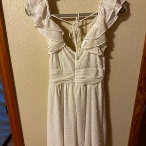 Altar'd State White Ruffled Strap Maxi Dress